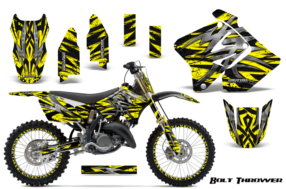 Suzuki RM 125-250 01-09 Graphics Kit Bolt Thrower Yellow NP Rims BB